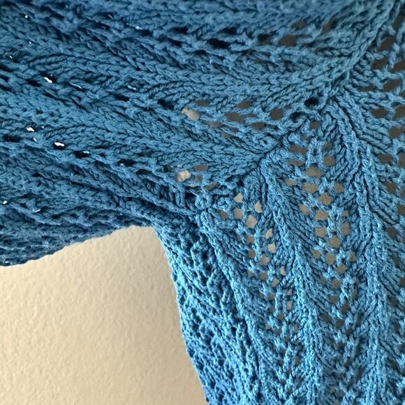 Anthropologie Guinevere Crochet Knit Cardigan V Neck Floral Embroidered Boho Blu - Picture 5 of 11